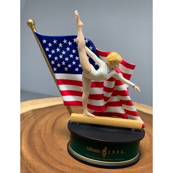 Hallmark 1996 Olympic Spirit Collection Gymnast Figurine with American Flag - Picture 1 of 10
